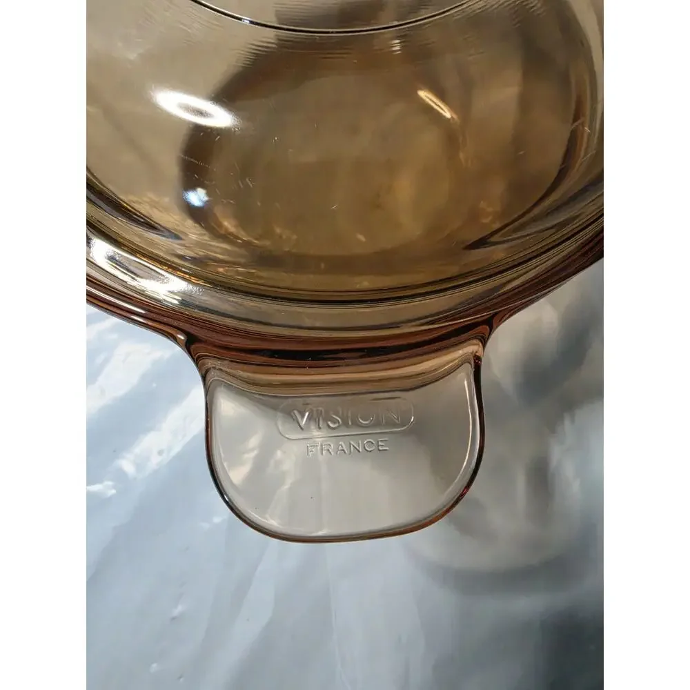Corning Vision Ware Amber V-20-B Double Boiler x2 w 1.5 L Pot Lid V 1.5 C Pyrex
